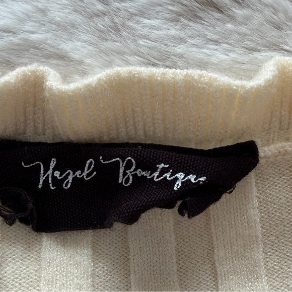 Hazel Boutique Cream Ribbed Ruffle Cardigan - Picture 4 of 4